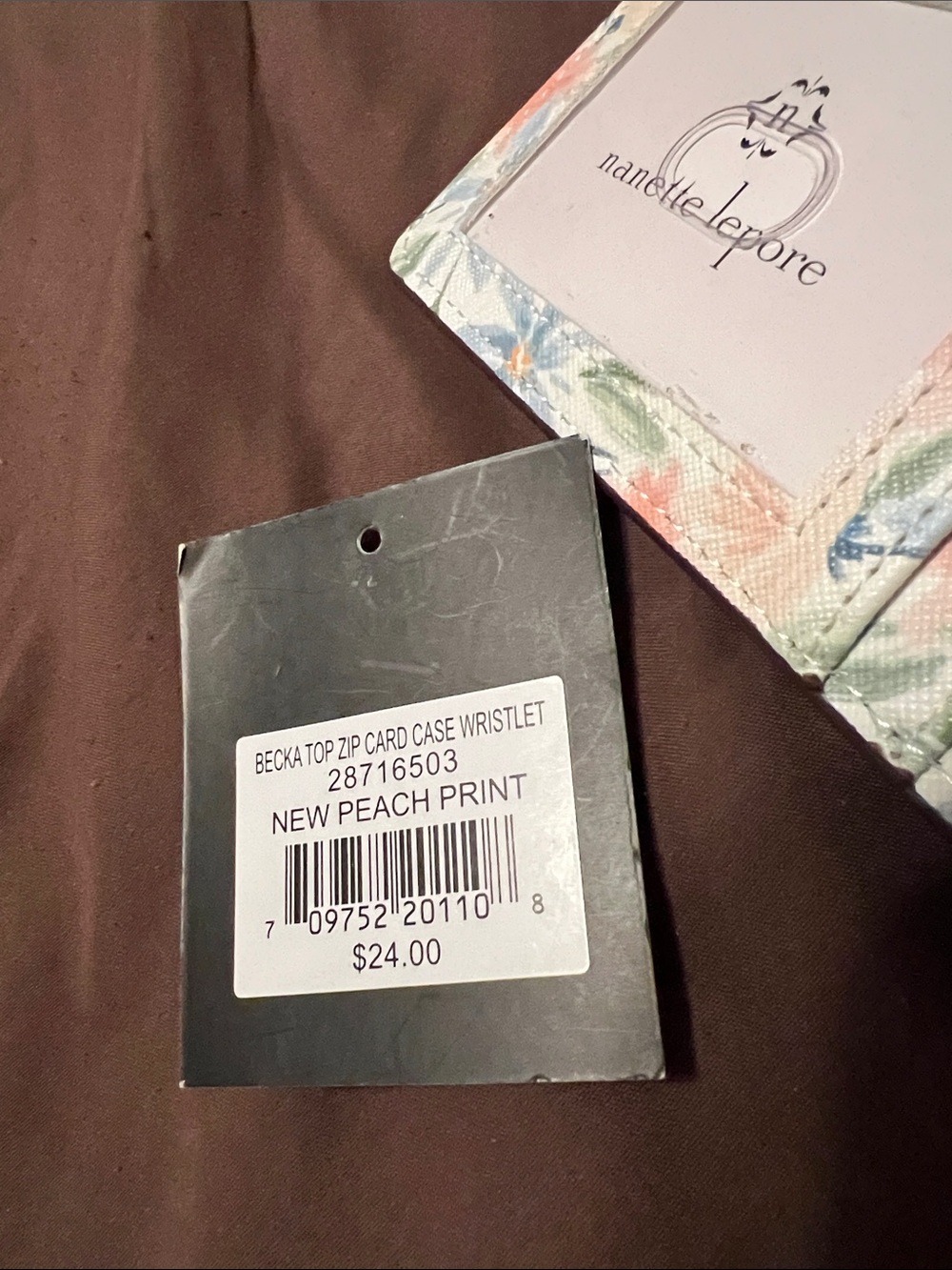 Nanette Lepore floral wristlet pouch in pastel peach, blue & green - Picture 6 of 6